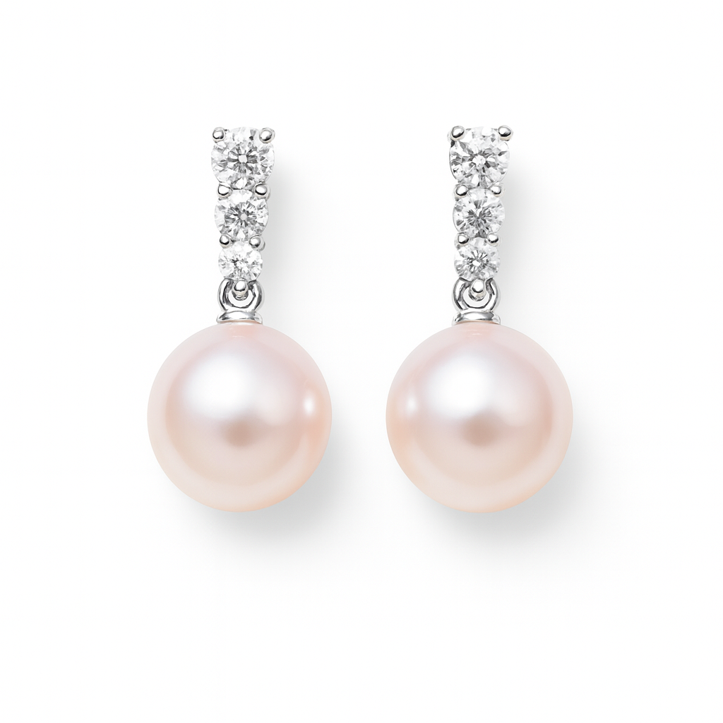 Akoya Elegance Diamond Drop Earrings