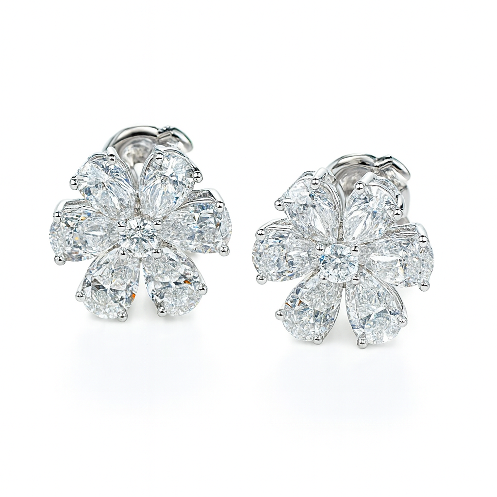 Floral Diamond Stud Earrings
