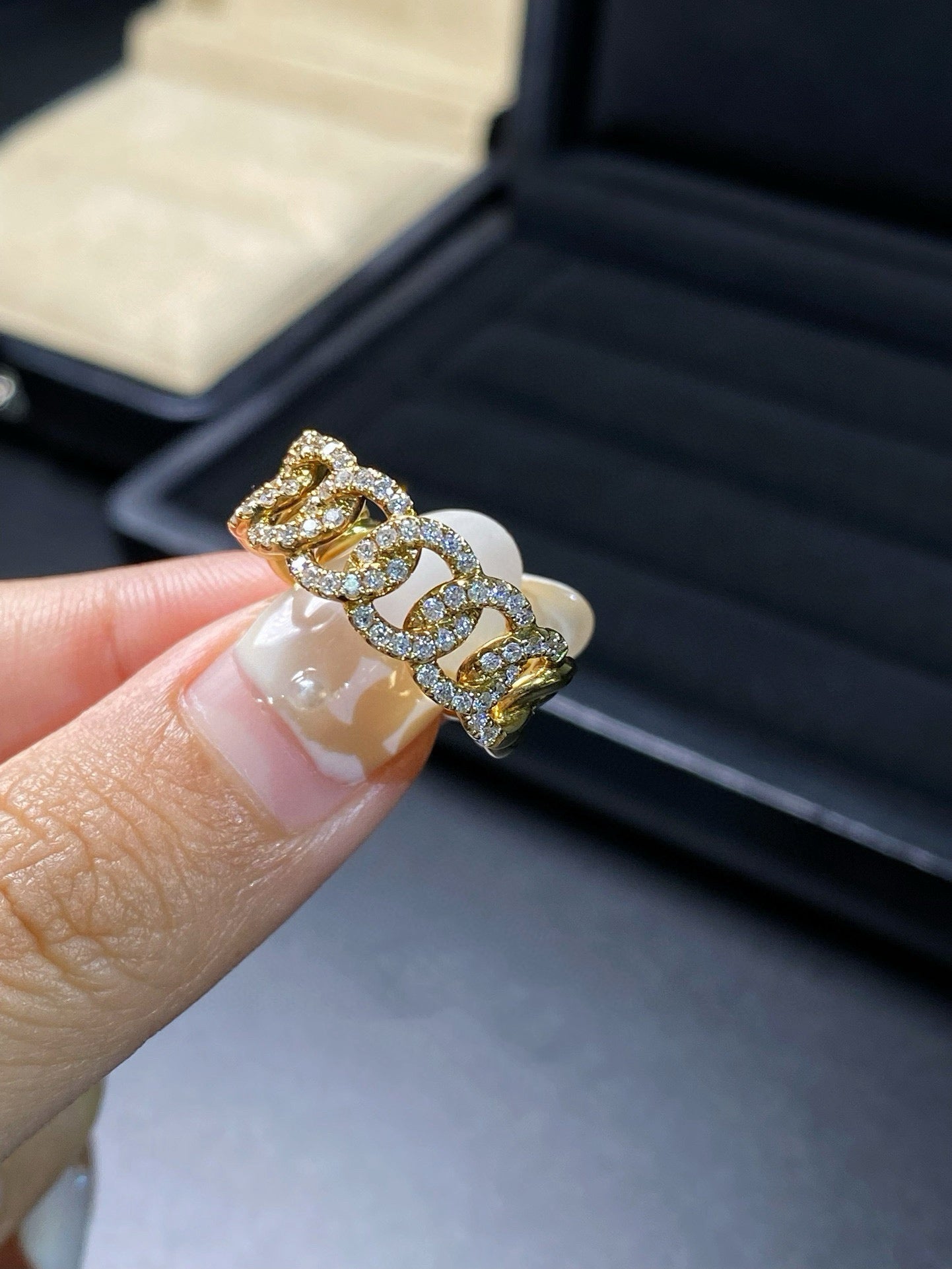 Cuban Gold Chain Diamond Ring