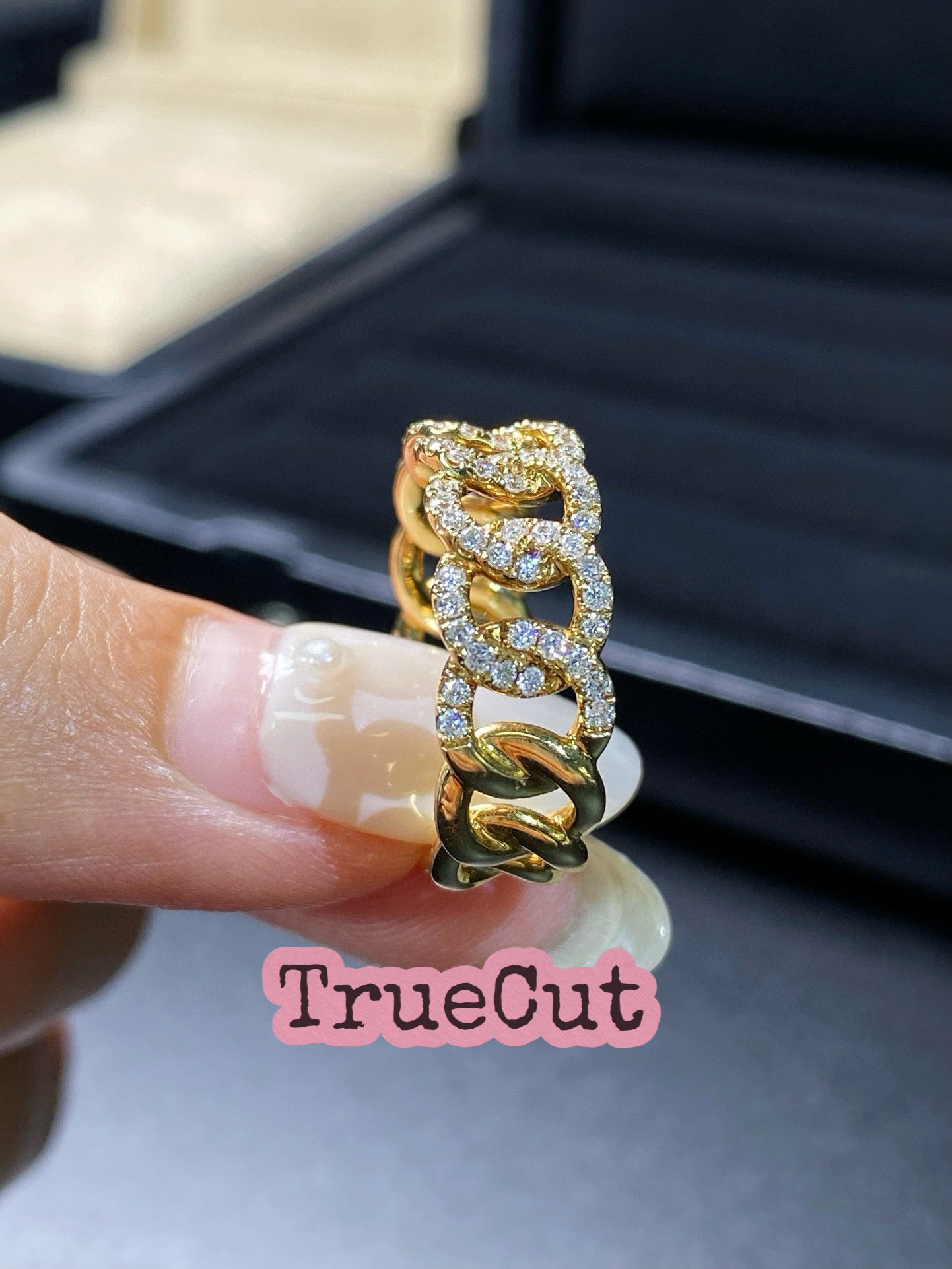 Cuban Gold Chain Diamond Ring