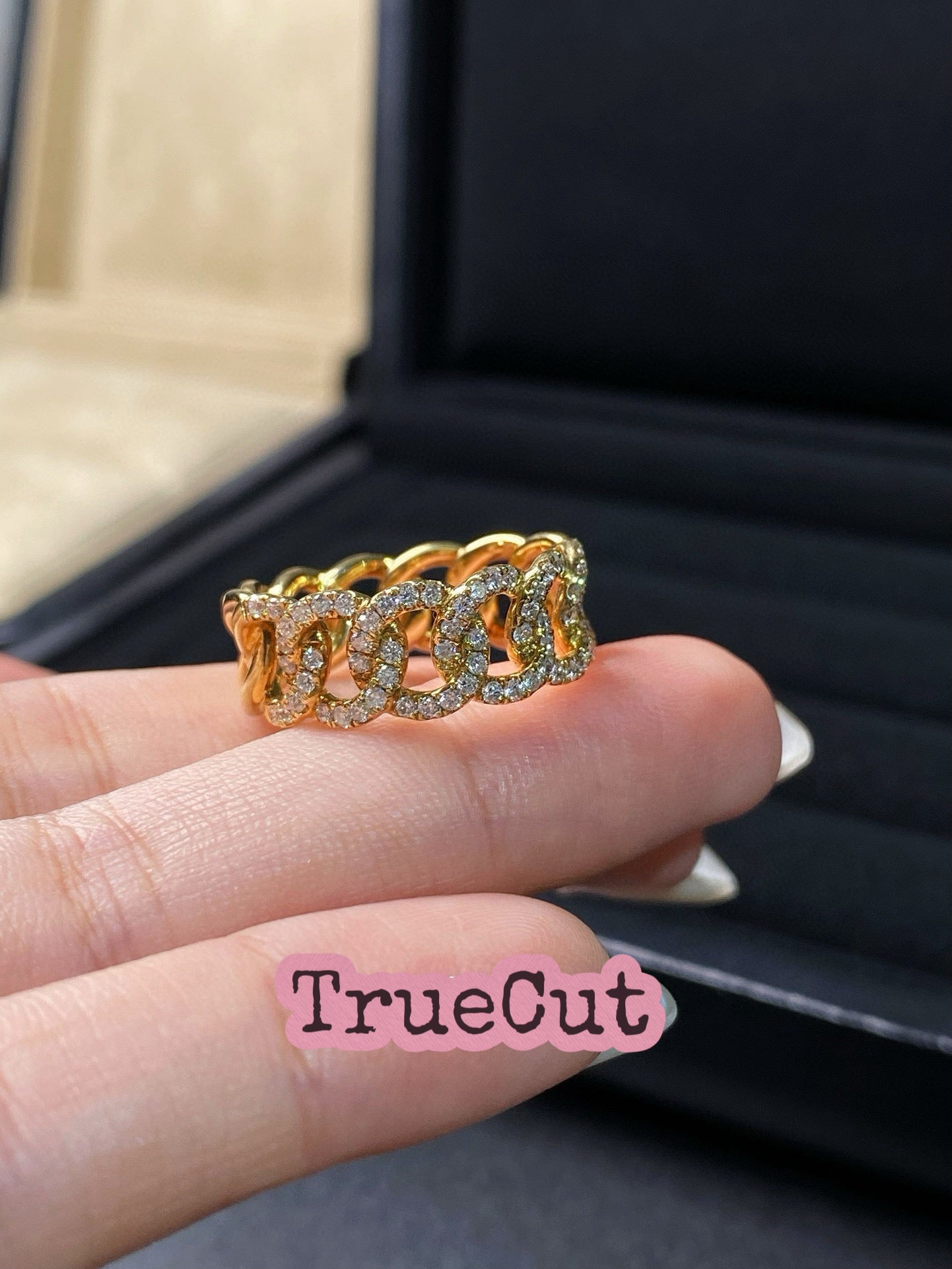 Cuban Gold Chain Diamond Ring