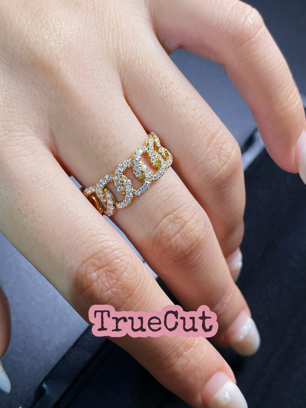 Cuban Gold Chain Diamond Ring