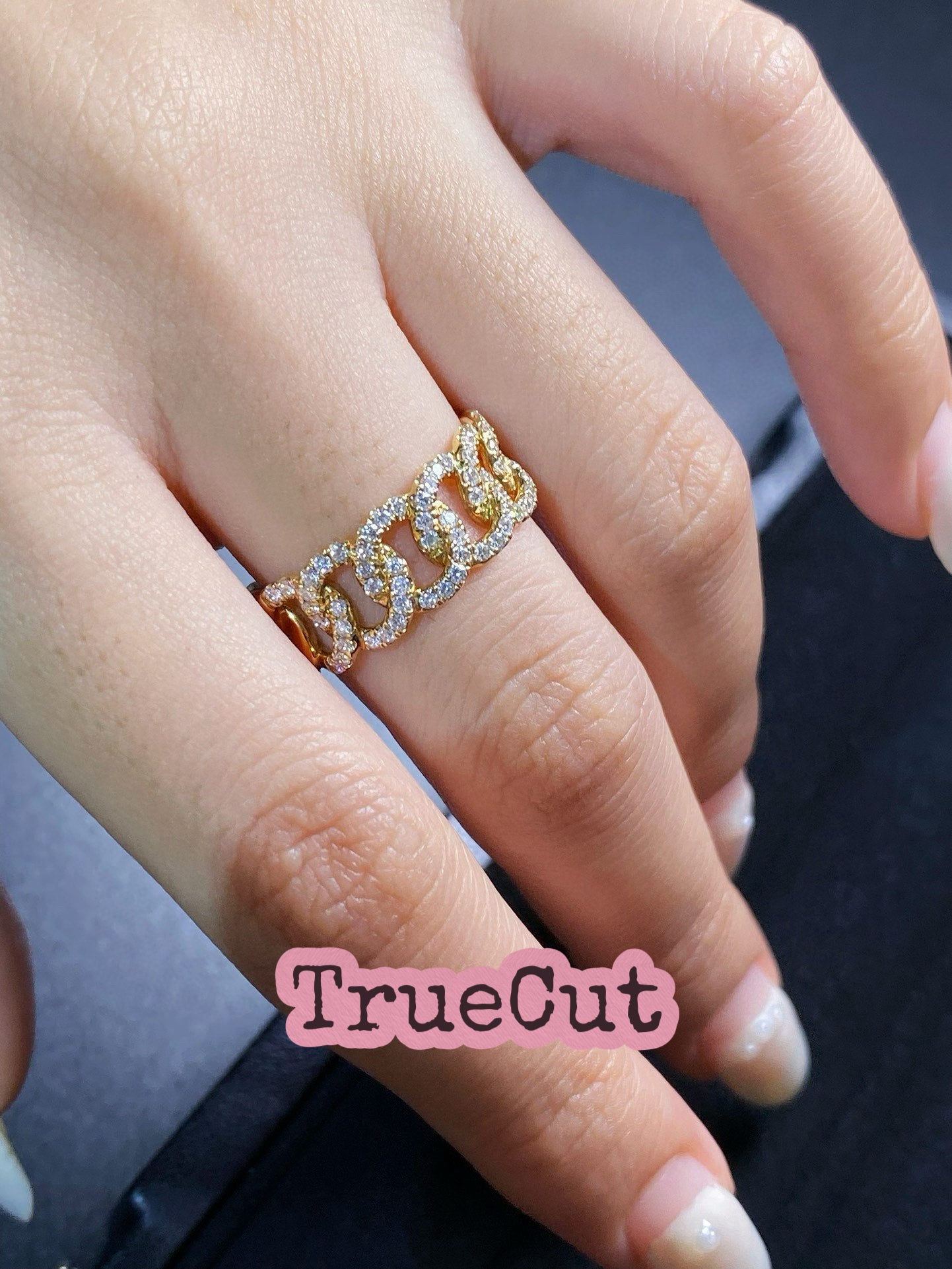 Cuban Gold Chain Diamond Ring