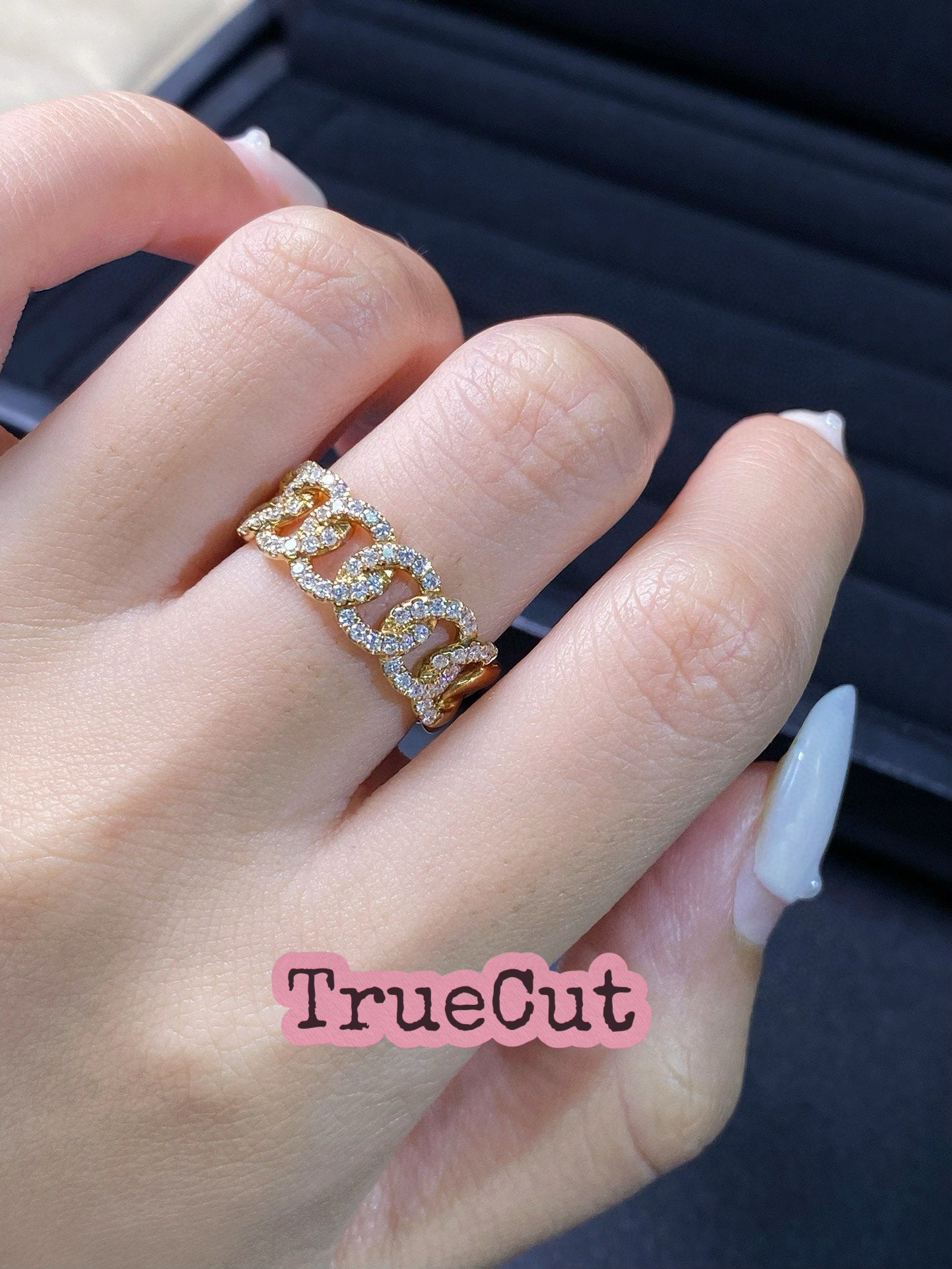Cuban Gold Chain Diamond Ring