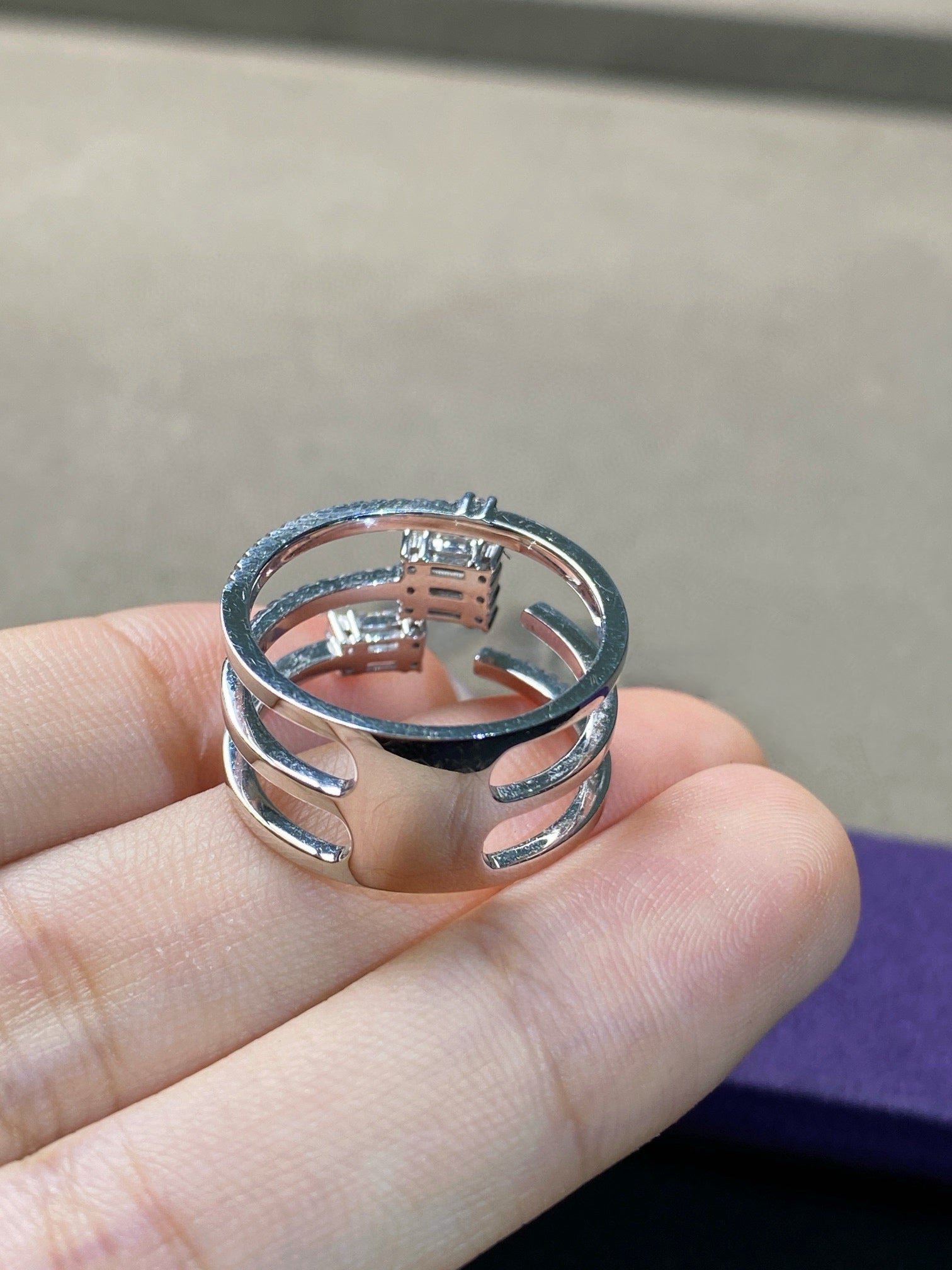 Triple Row Baguette Diamond Ring