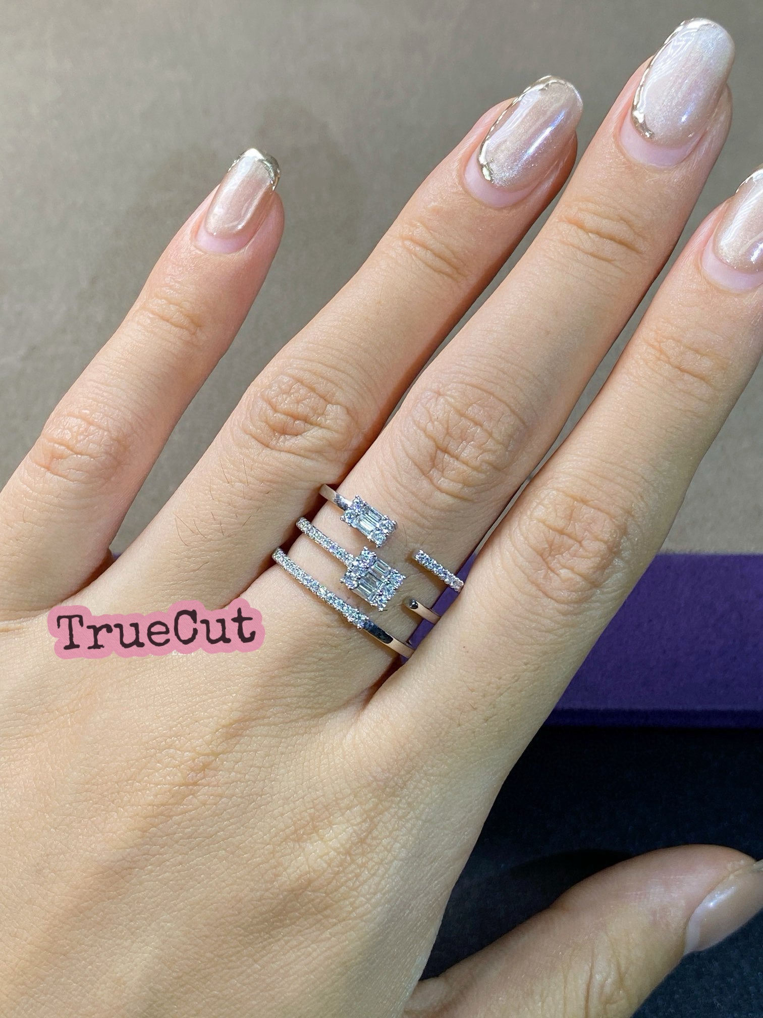 Triple Row Baguette Diamond Ring