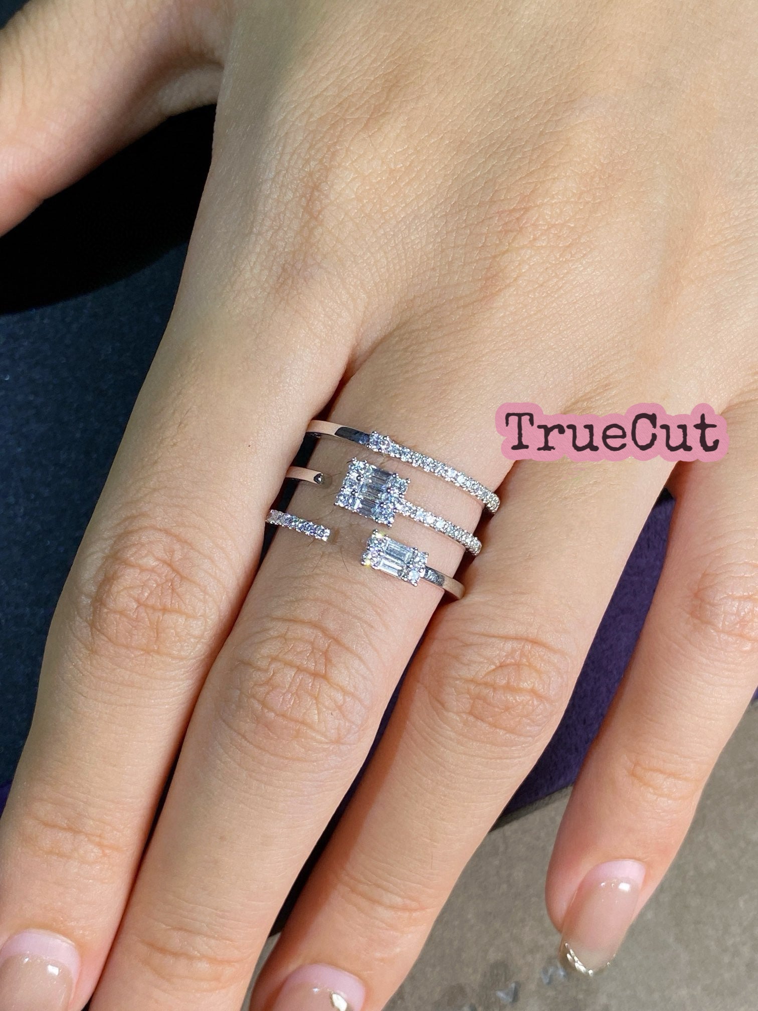 Triple Row Baguette Diamond Ring