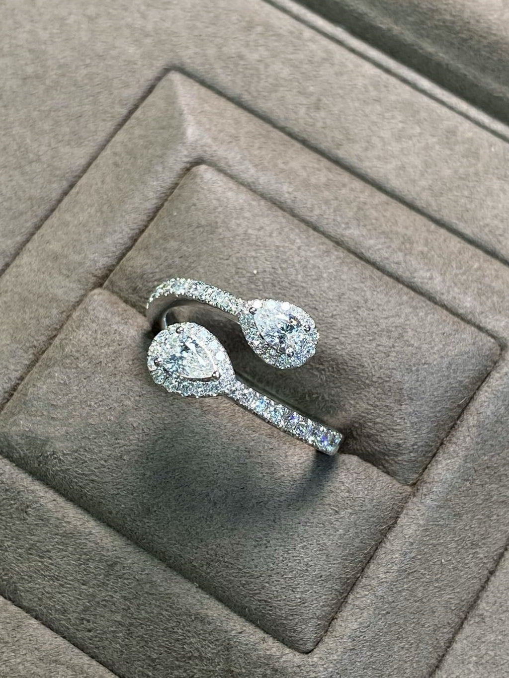 Dual Halo Diamond Open Band Ring