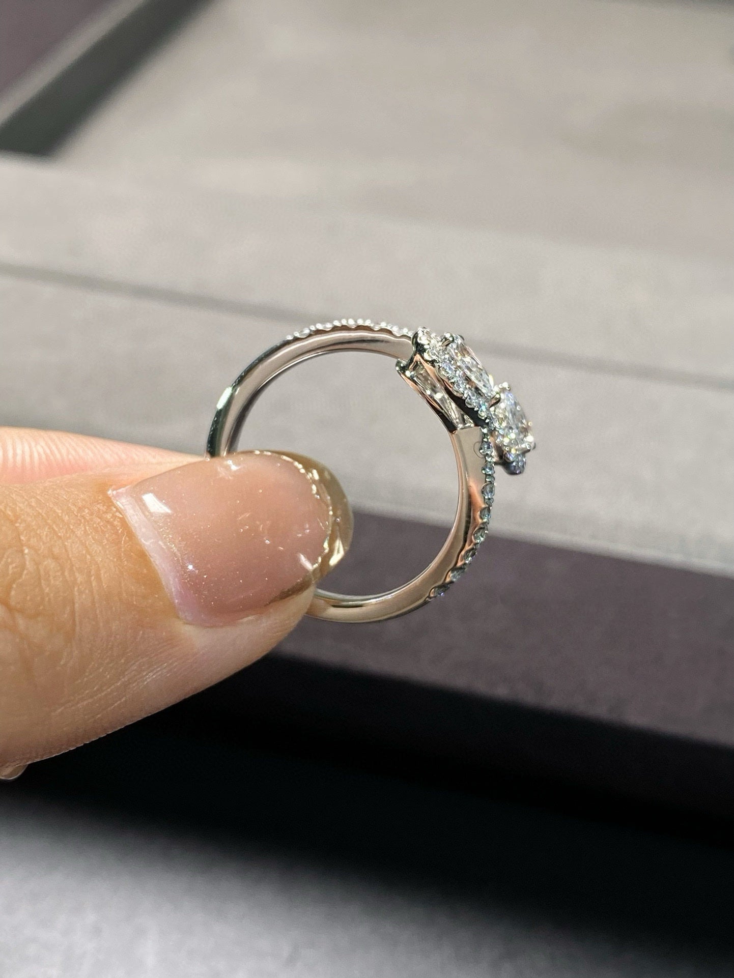 Dual Halo Diamond Open Band Ring