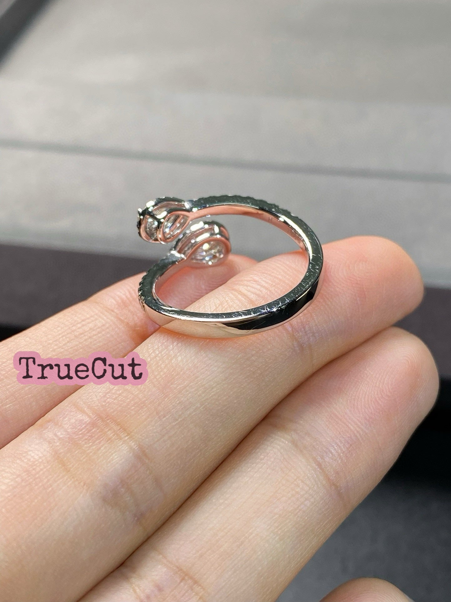 Dual Halo Diamond Open Band Ring
