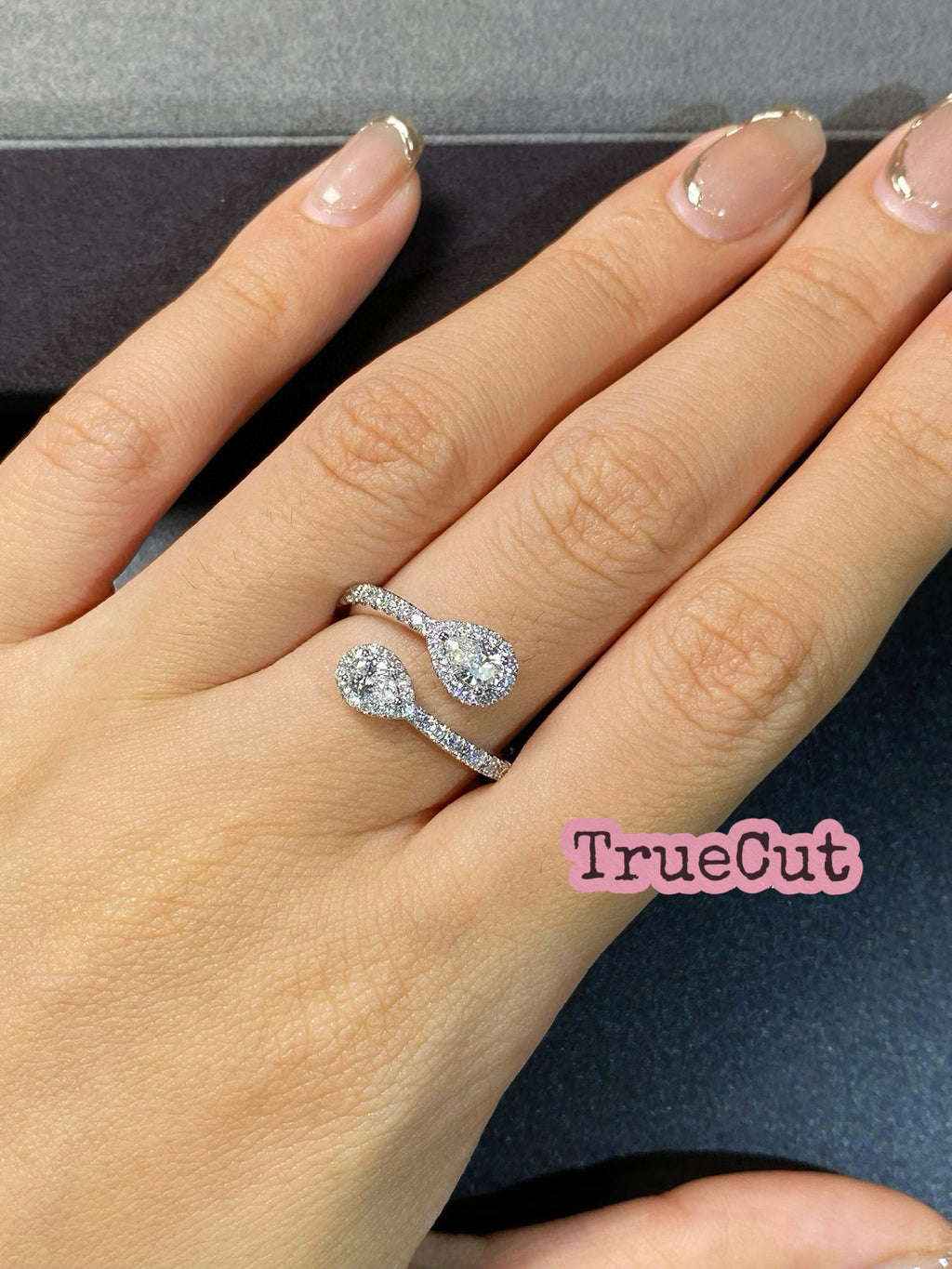 Dual Halo Diamond Open Band Ring