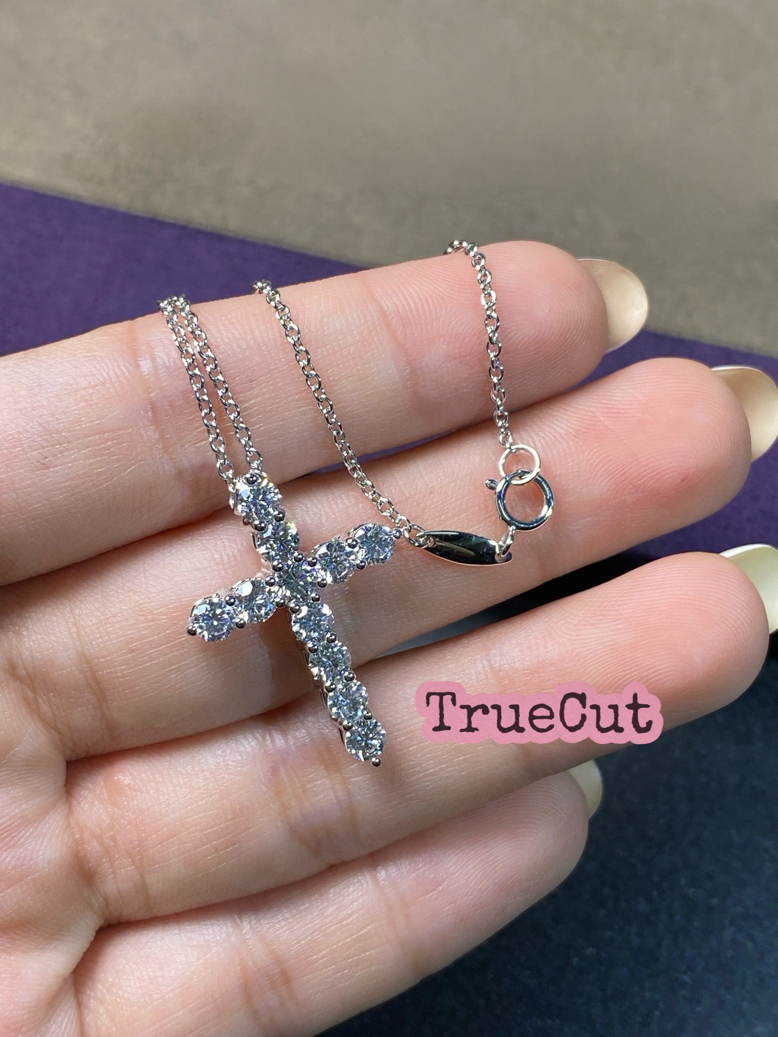 Classic Prong-Set Diamond Cross Necklace