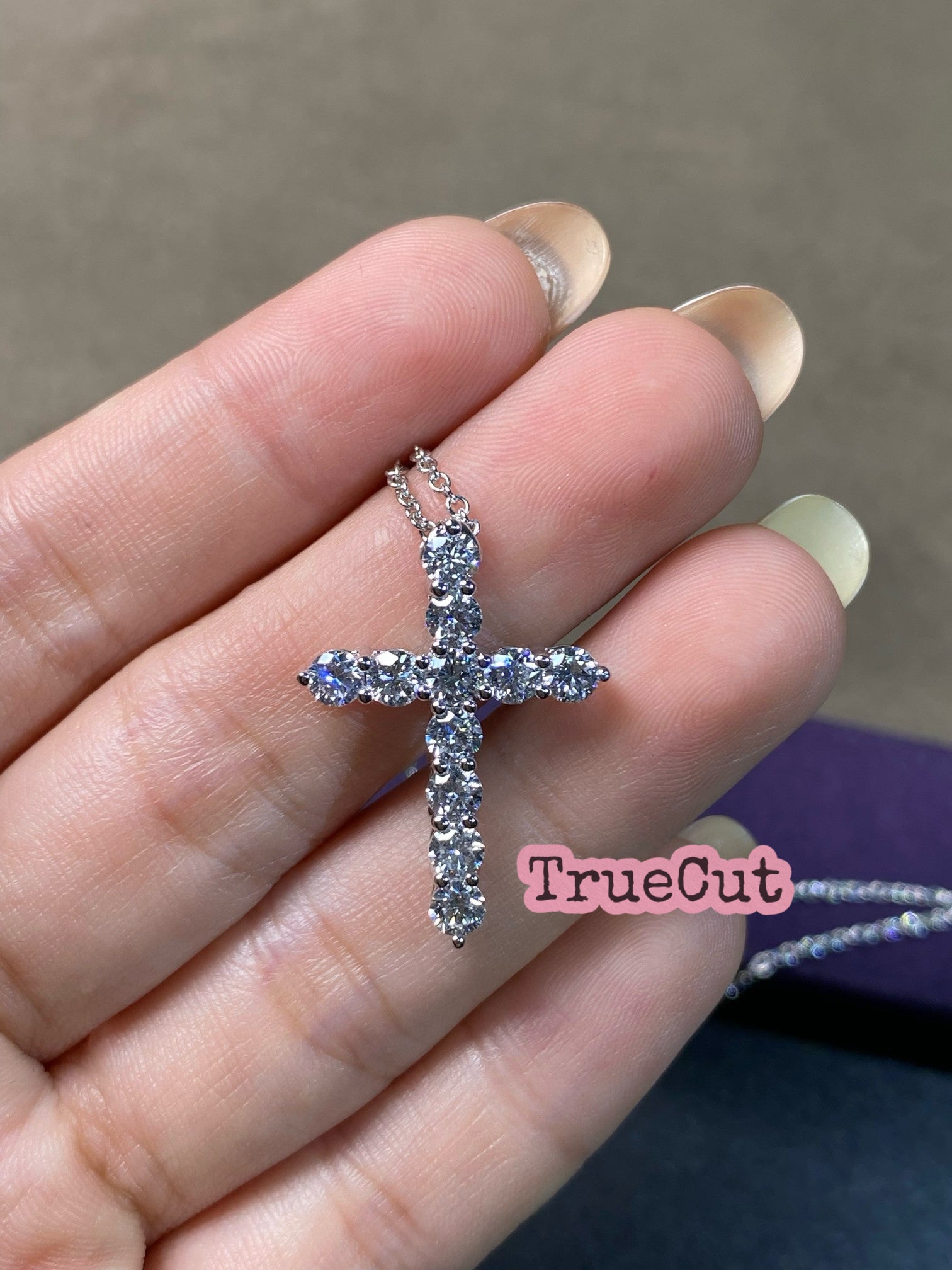 Classic Prong-Set Diamond Cross Necklace