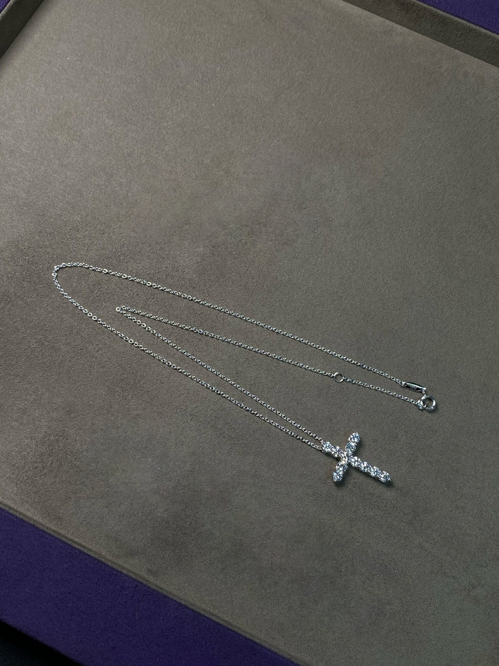 Classic Prong-Set Diamond Cross Necklace