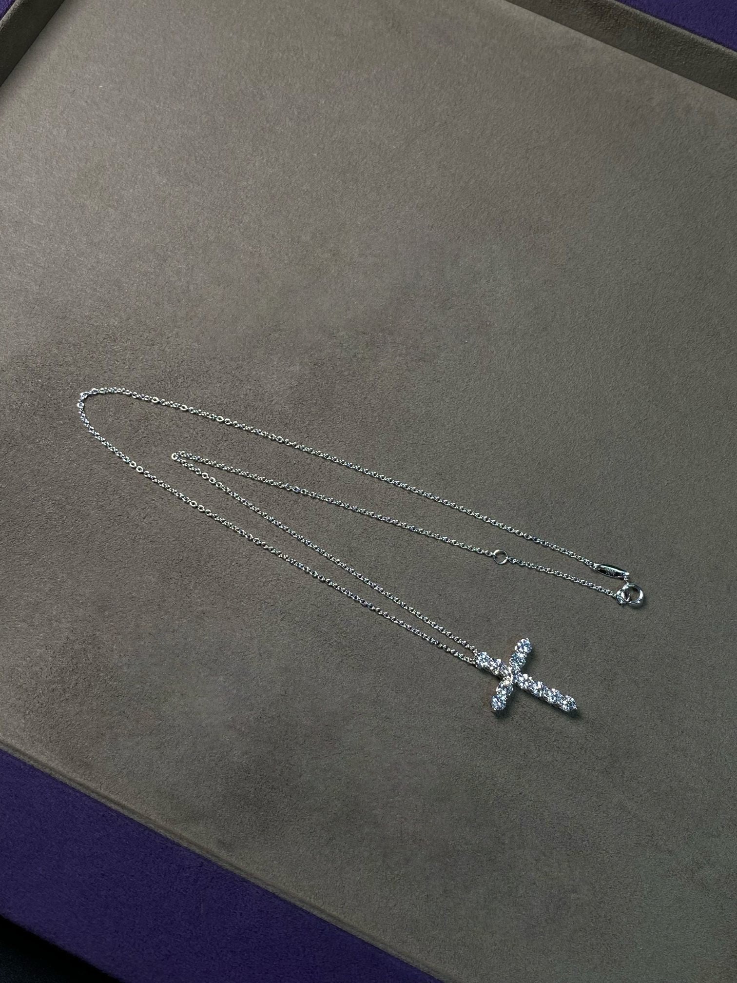 Classic Prong-Set Diamond Cross Necklace