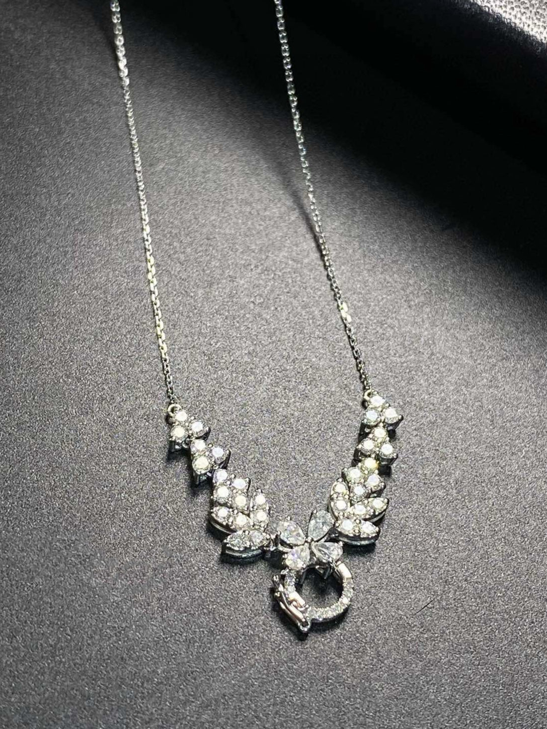 Diamond Vine & Clover Pendant Necklace