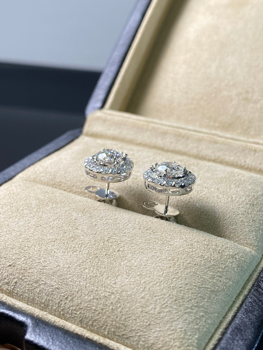 Round Halo Diamond Stud Earrings