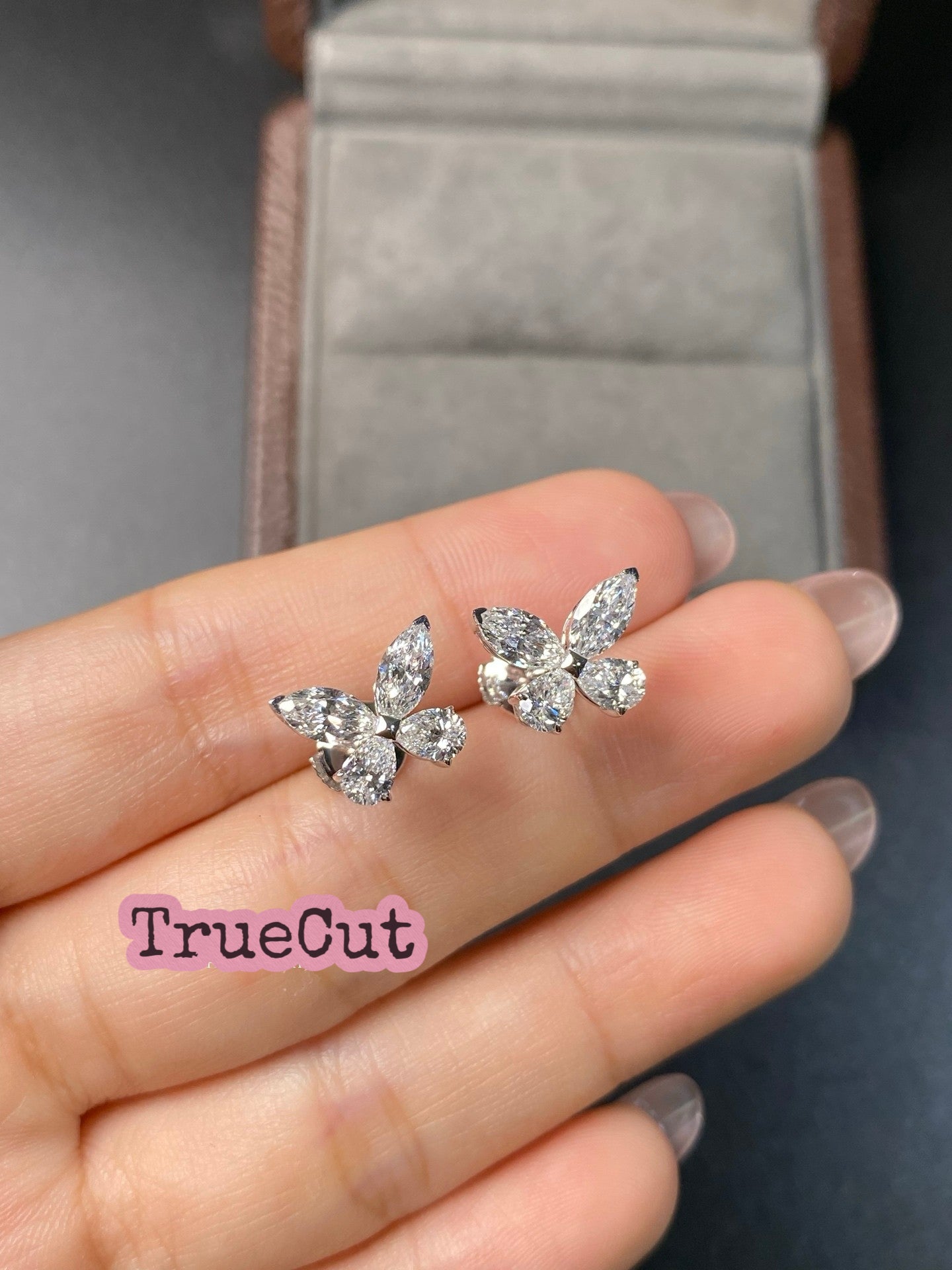 Marquise & Pear Diamond Butterfly Earrings