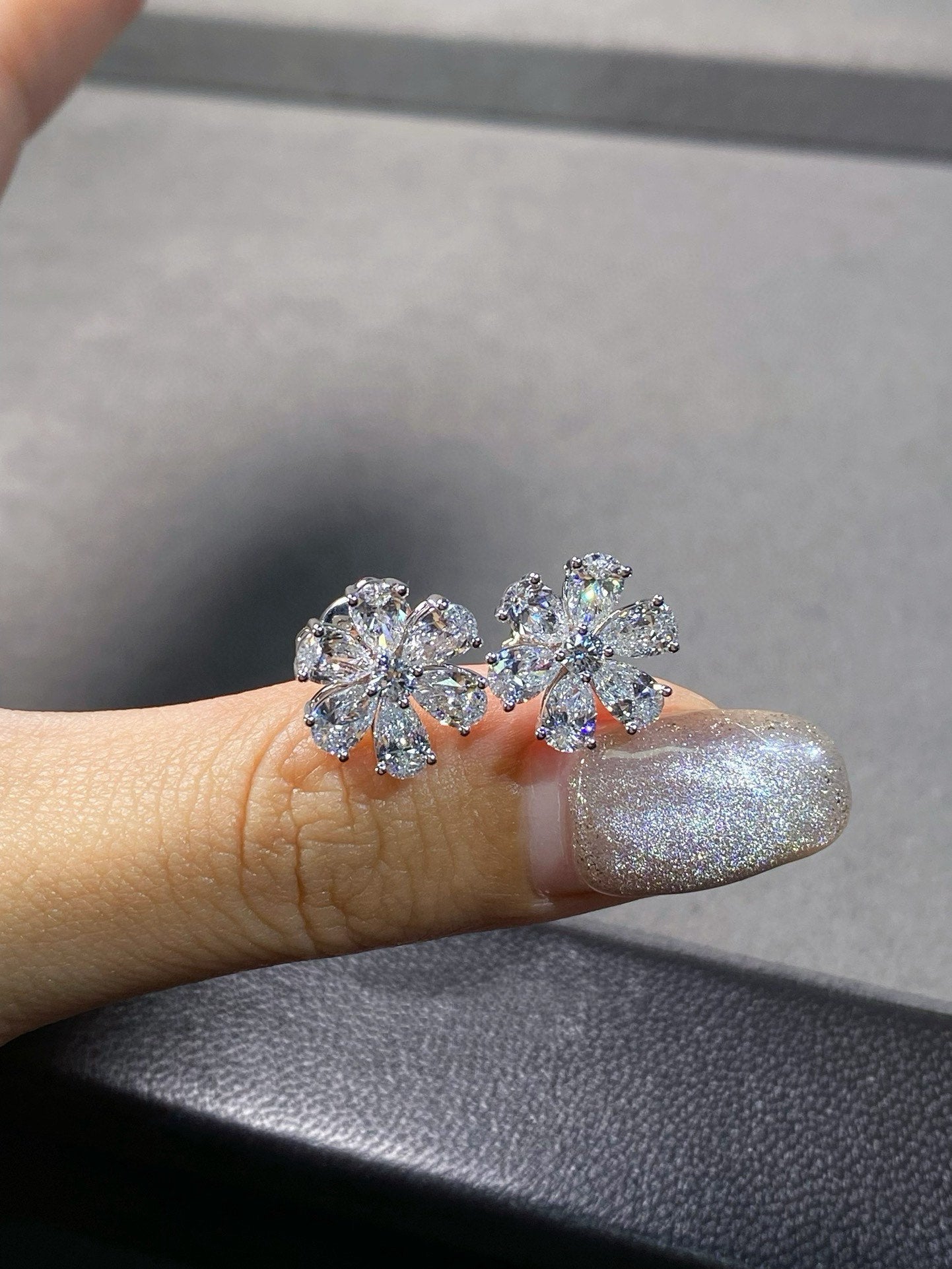 Floral Diamond Stud Earrings