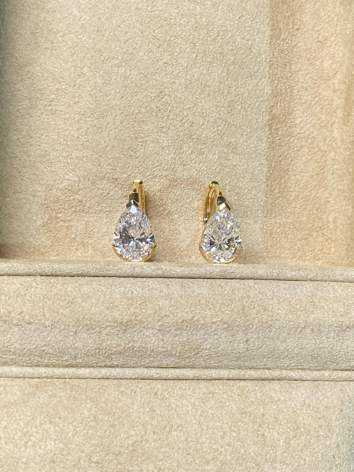 Solitaire Pear Diamond Drop Earrings