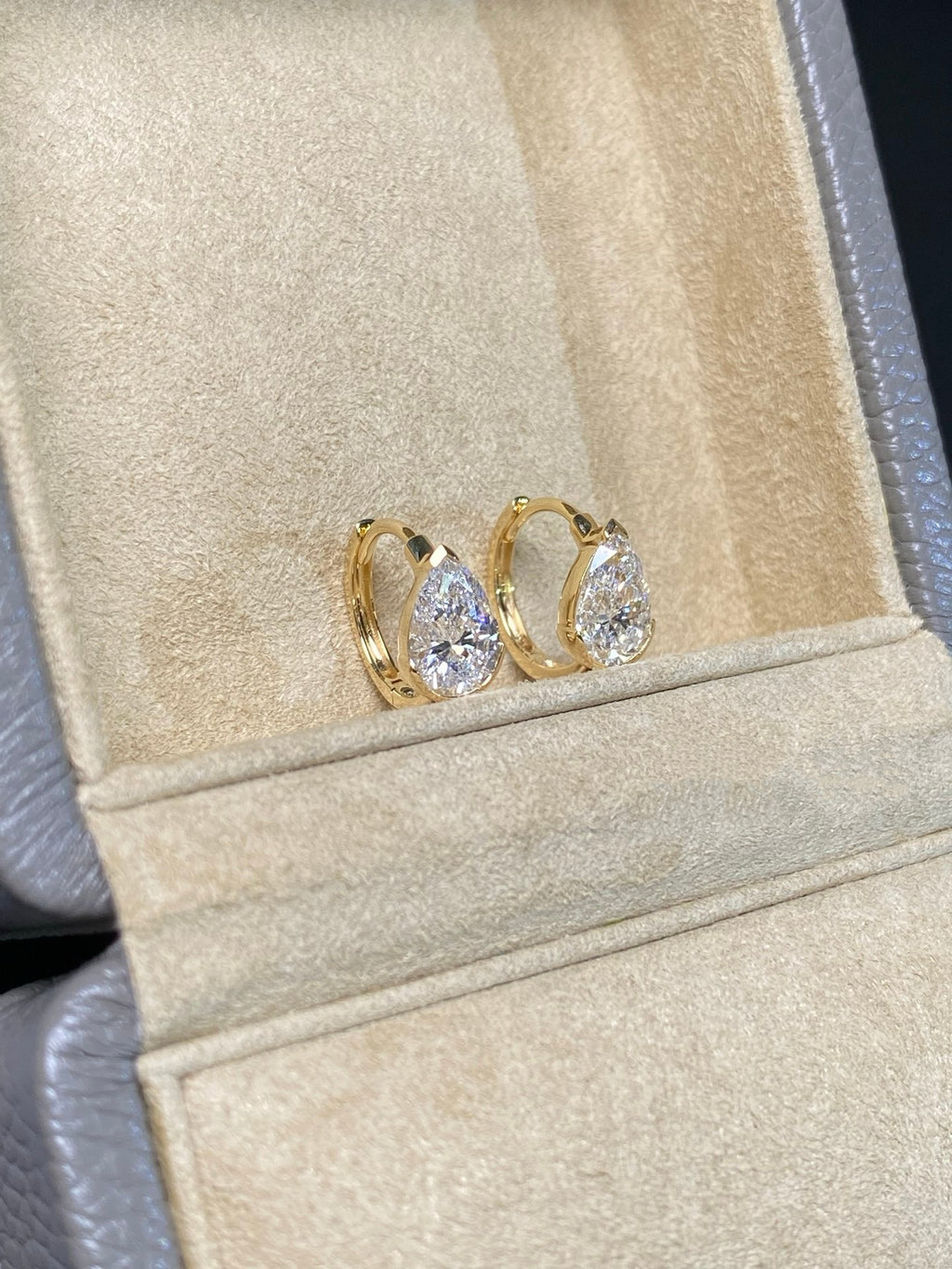 Solitaire Pear Diamond Drop Earrings