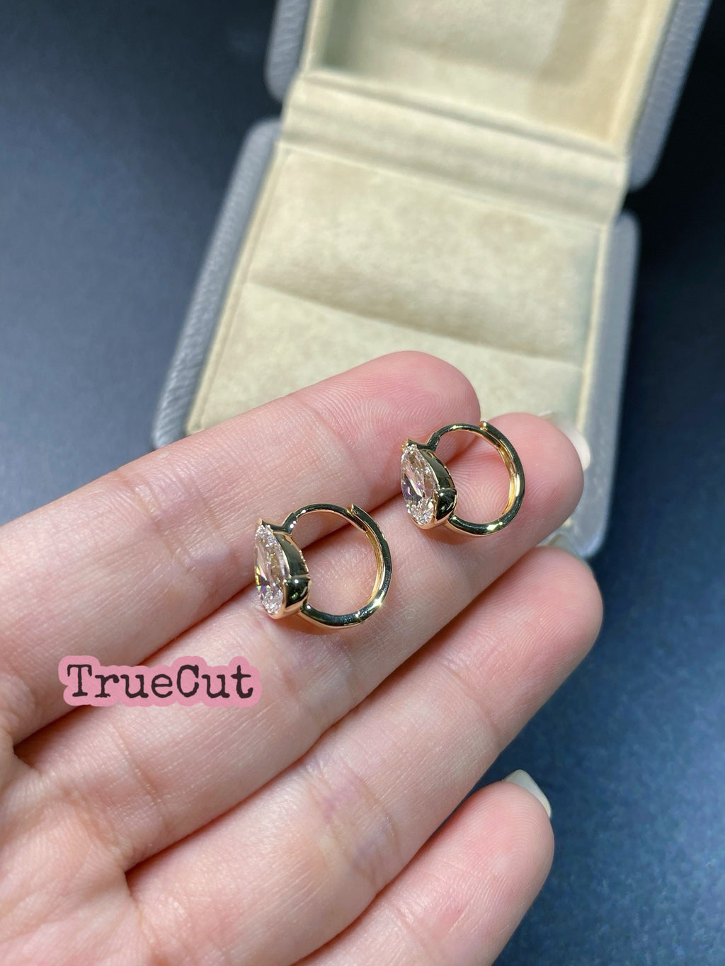 Solitaire Pear Diamond Drop Earrings