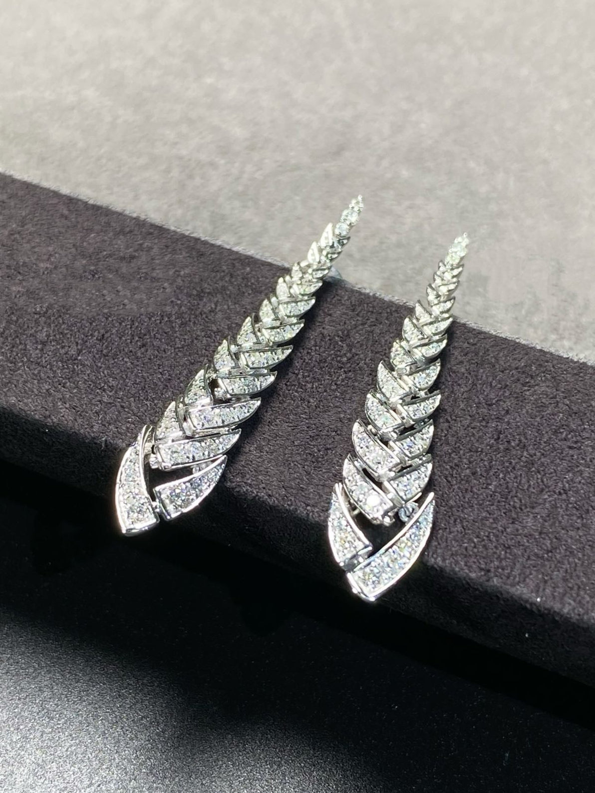 Tapered Leaf Diamond Drop Earrings