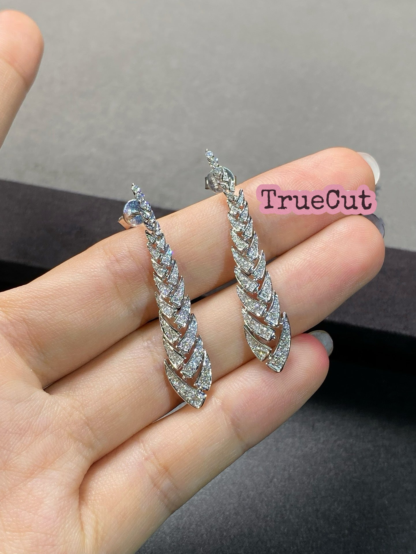 Tapered Leaf Diamond Drop Earrings