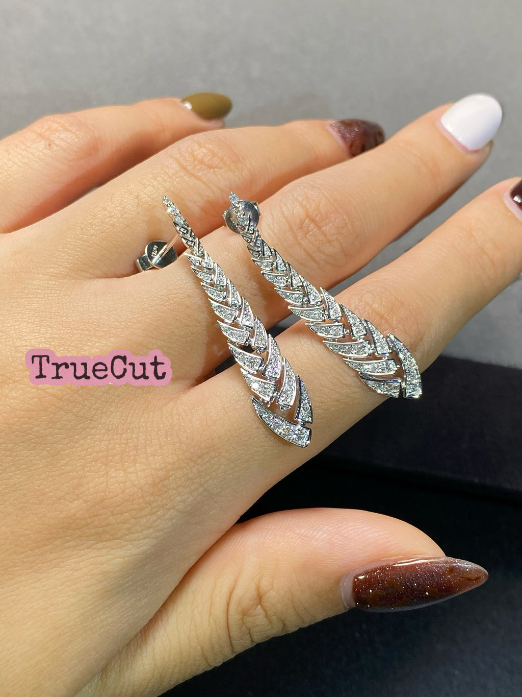 Tapered Leaf Diamond Drop Earrings