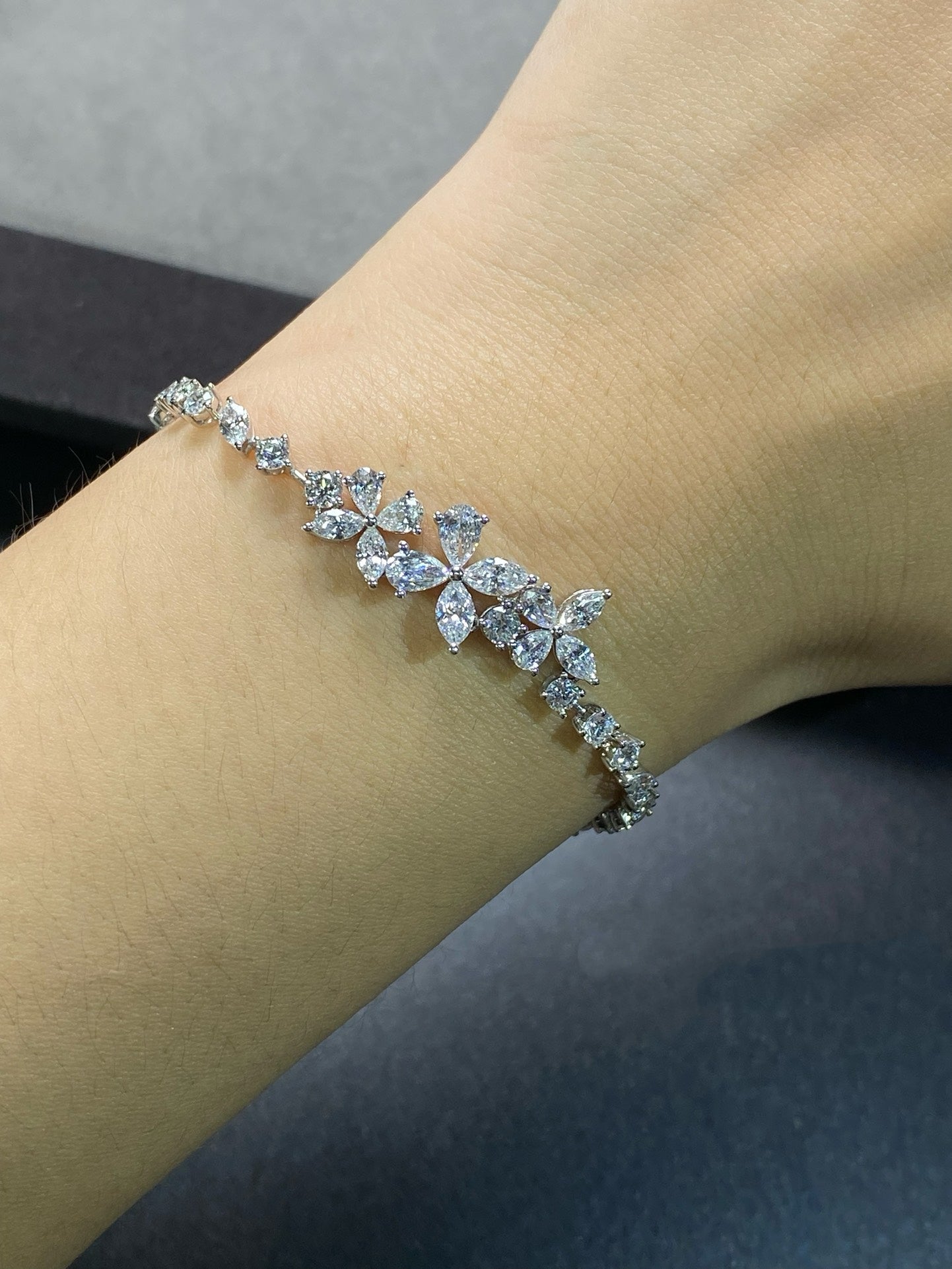 Diamond Bloom Cluster Bracelet
