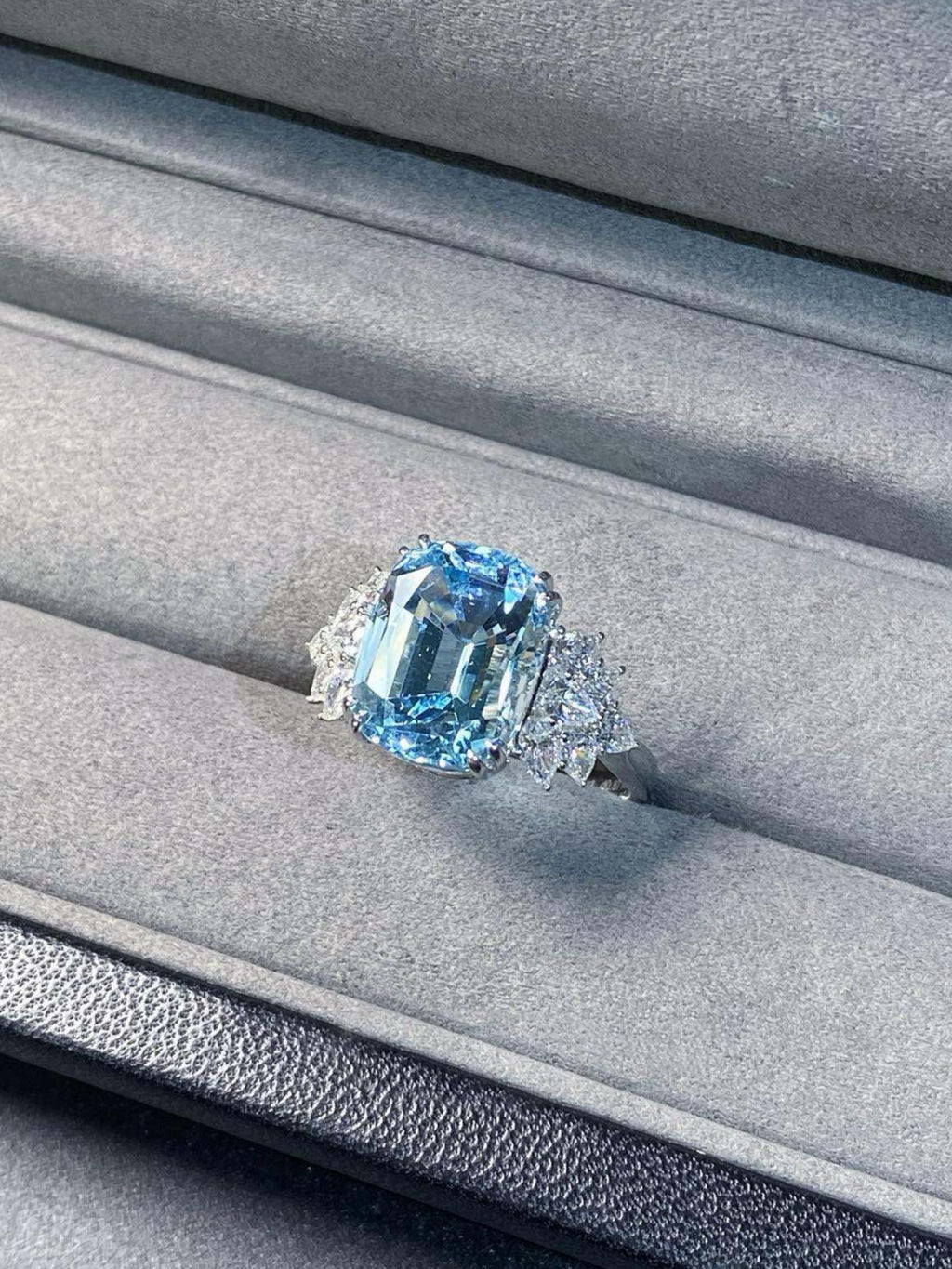 Celeste Aquamarine Halo Ring