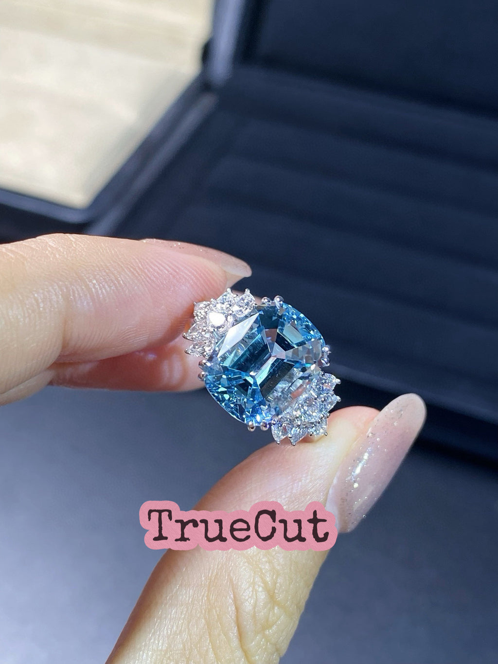 Celeste Aquamarine Halo Ring