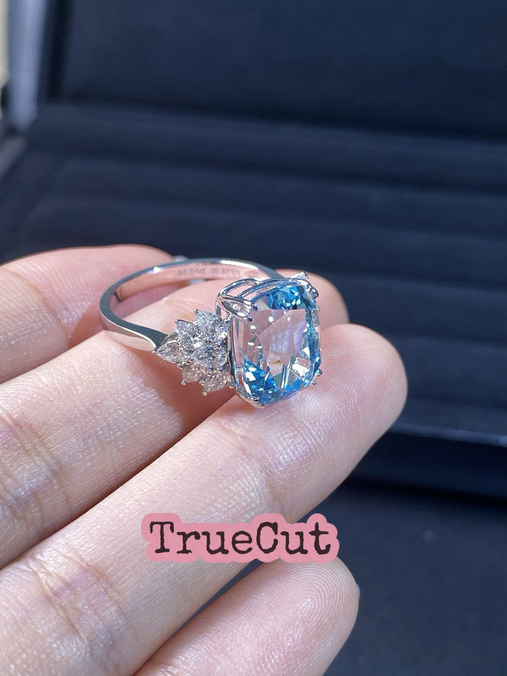 Celeste Aquamarine Halo Ring