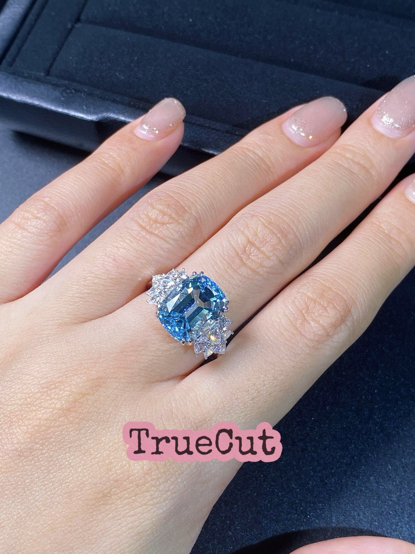 Celeste Aquamarine Halo Ring