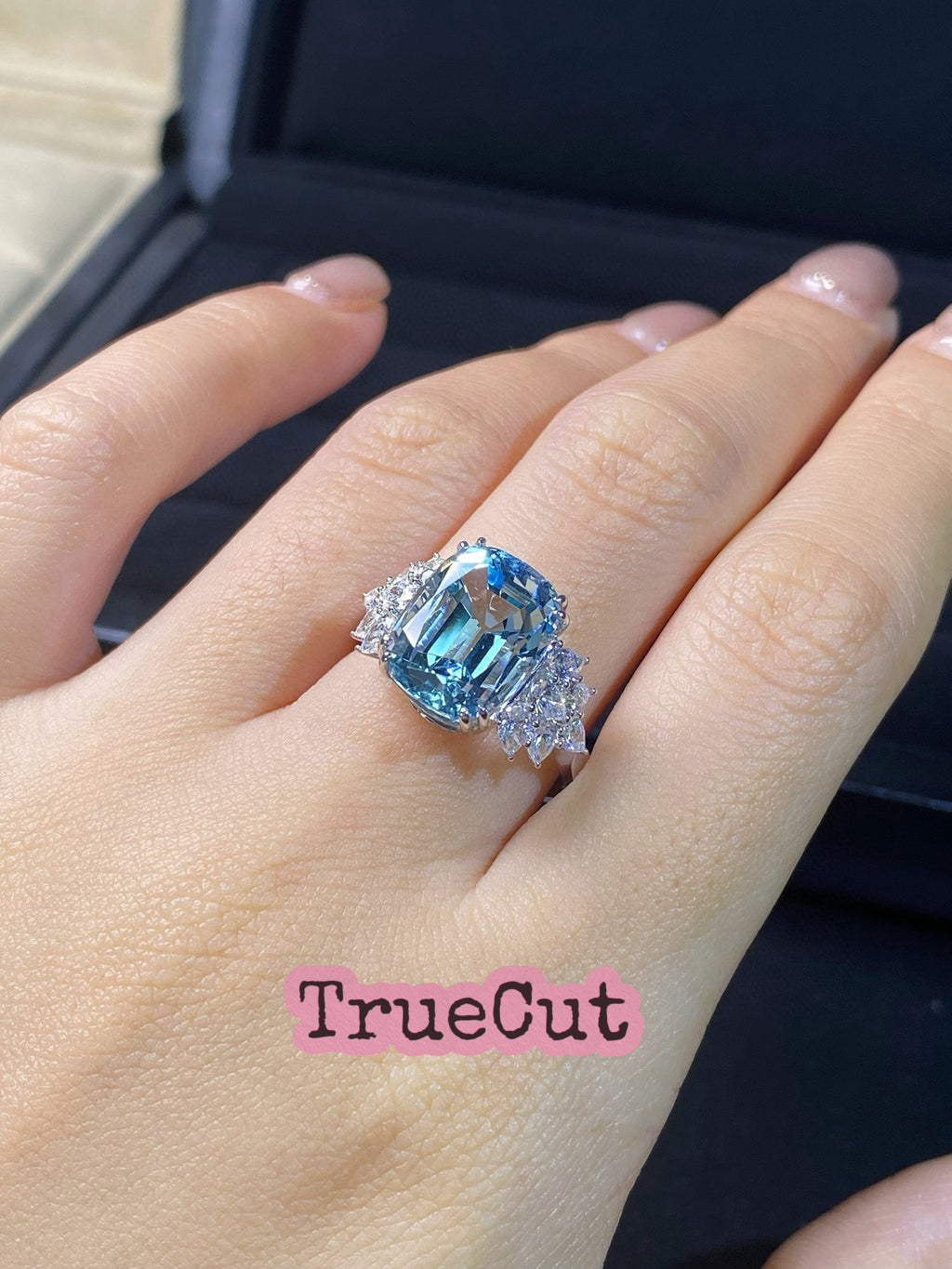 Celeste Aquamarine Halo Ring