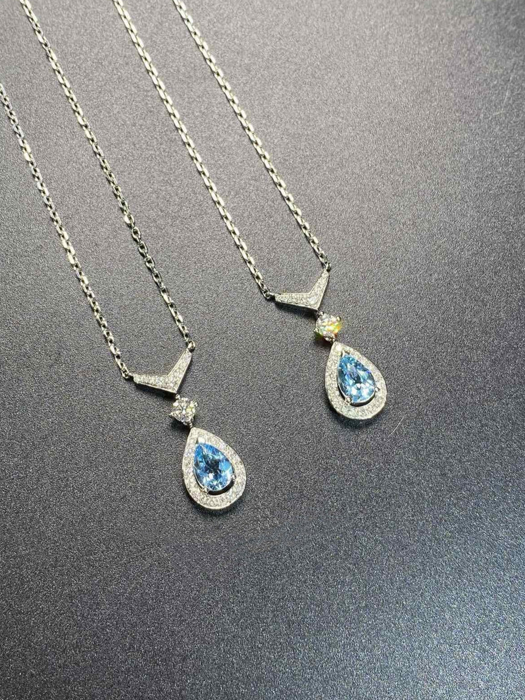 Ocean Tear Aquamarine Halo Pendant