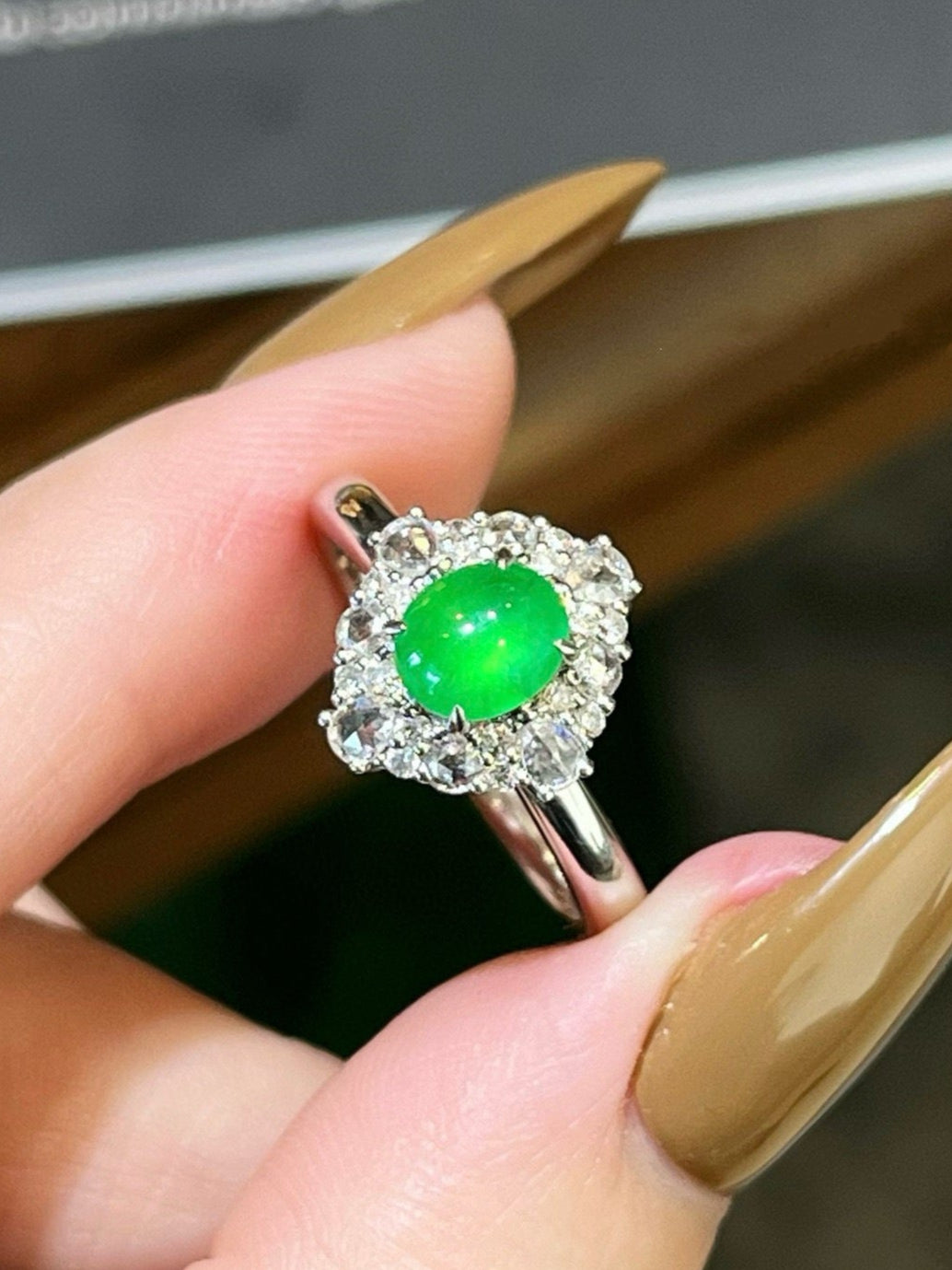 Imperial Jade Halo Ring