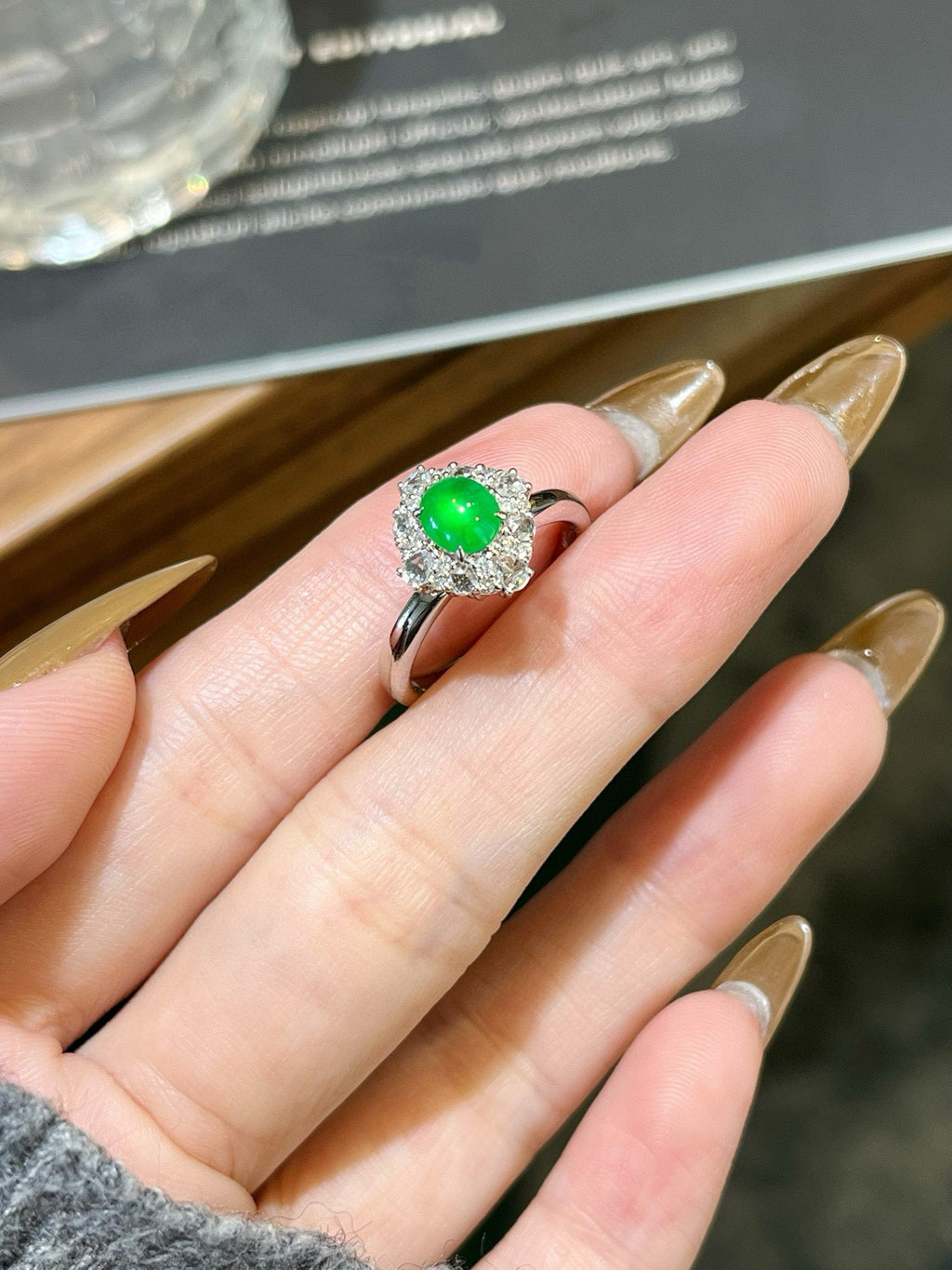Imperial Jade Halo Ring