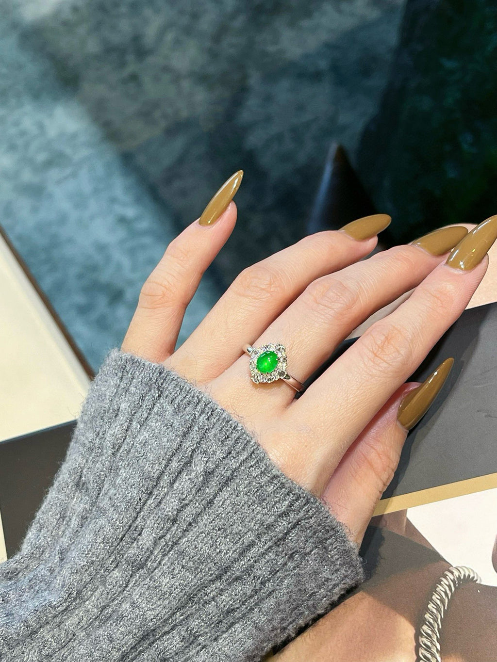 Imperial Jade Halo Ring