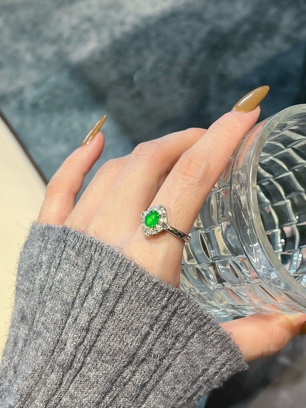 Imperial Jade Halo Ring