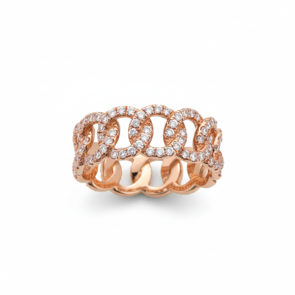 Cuban Gold Chain Diamond Ring