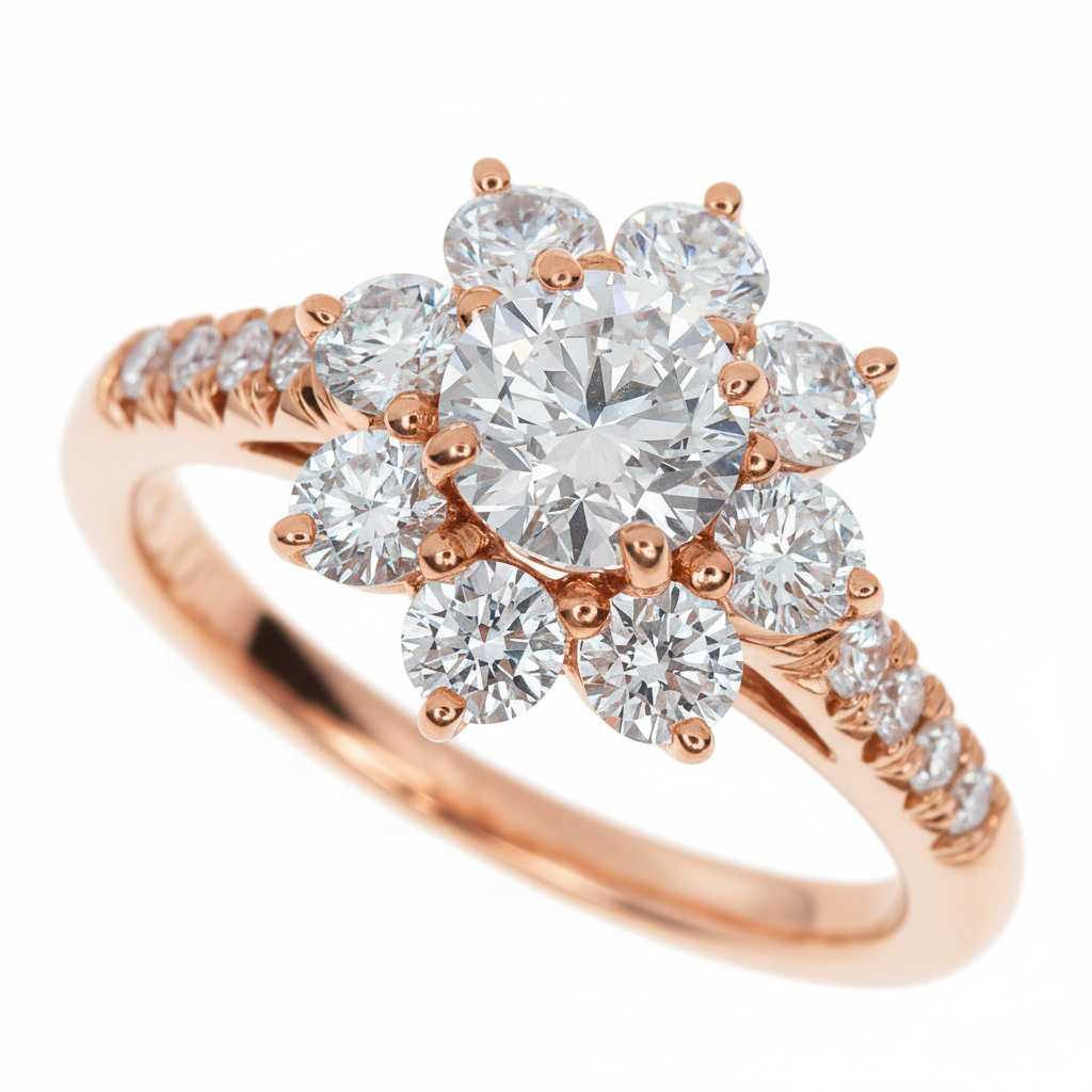 Round Brilliant Diamond Flower Ring (Setting Only)