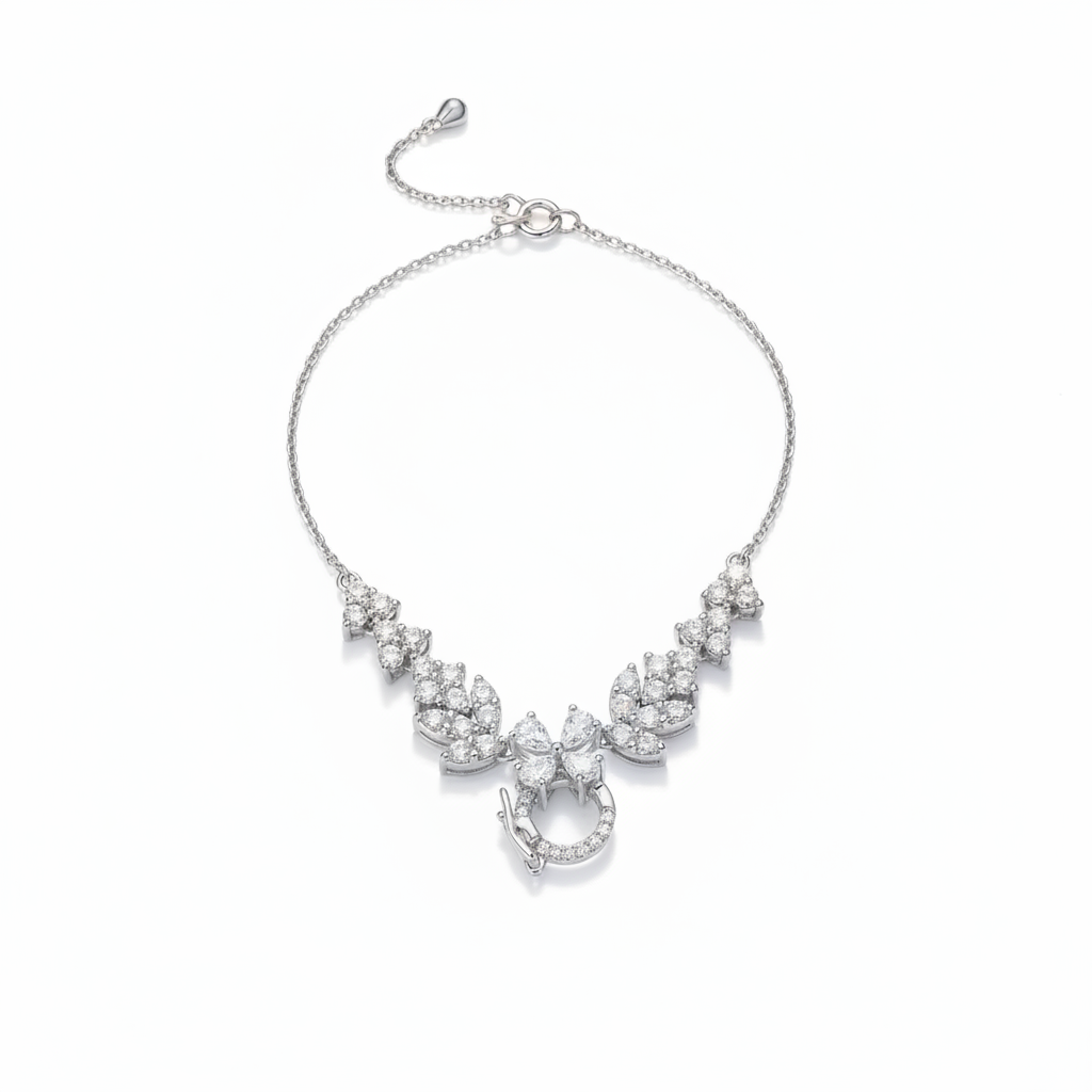 Diamond Vine & Clover Pendant Necklace