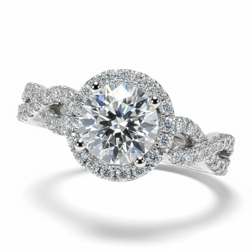 Twist Band Halo Ring (Setting Only)