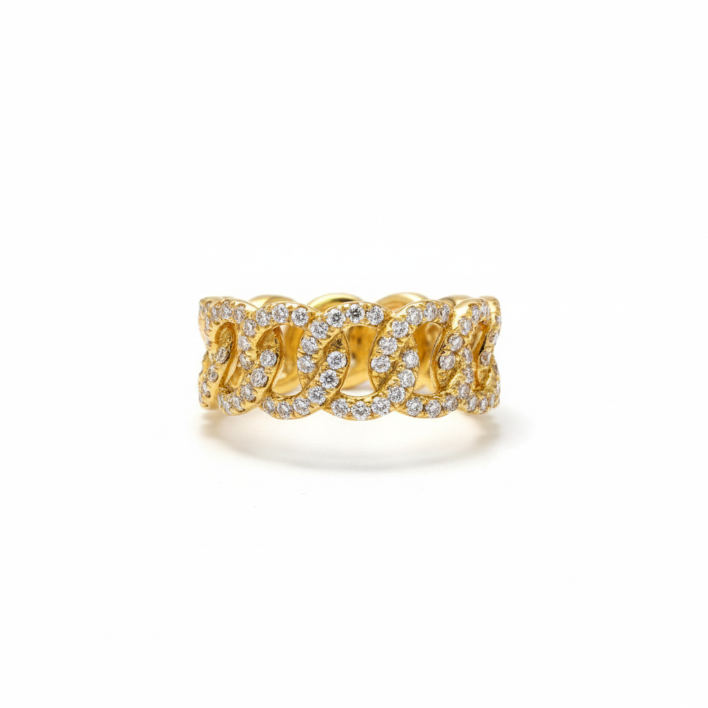 Cuban Gold Chain Diamond Ring