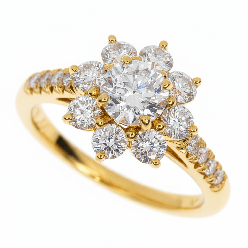 Round Brilliant Diamond Flower Ring (Setting Only)