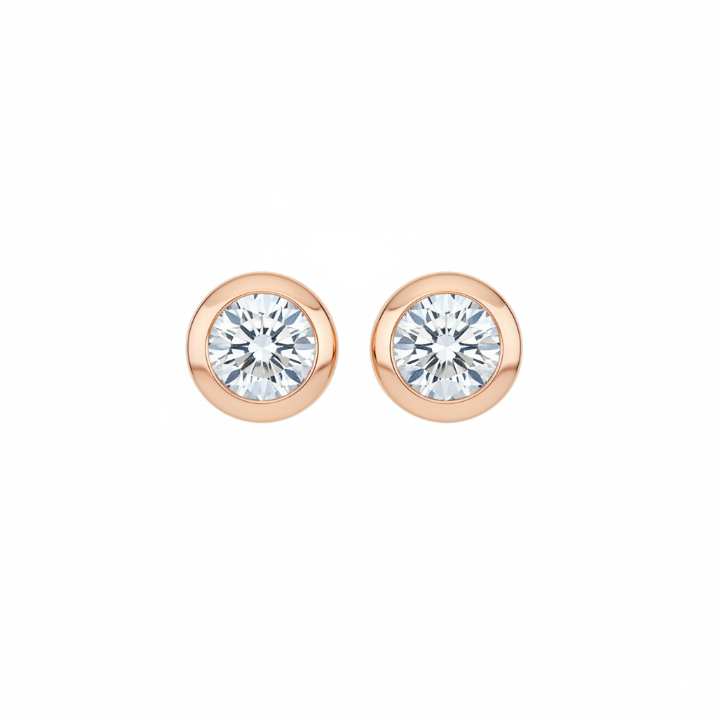 Round Brilliant Diamond Bezel Studs