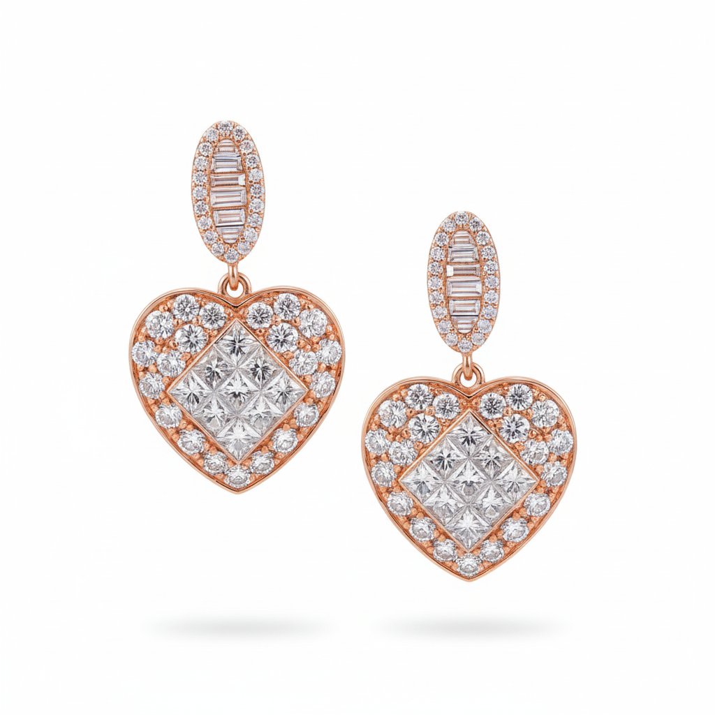 Romantic Heart-Shaped Diamond Earrings