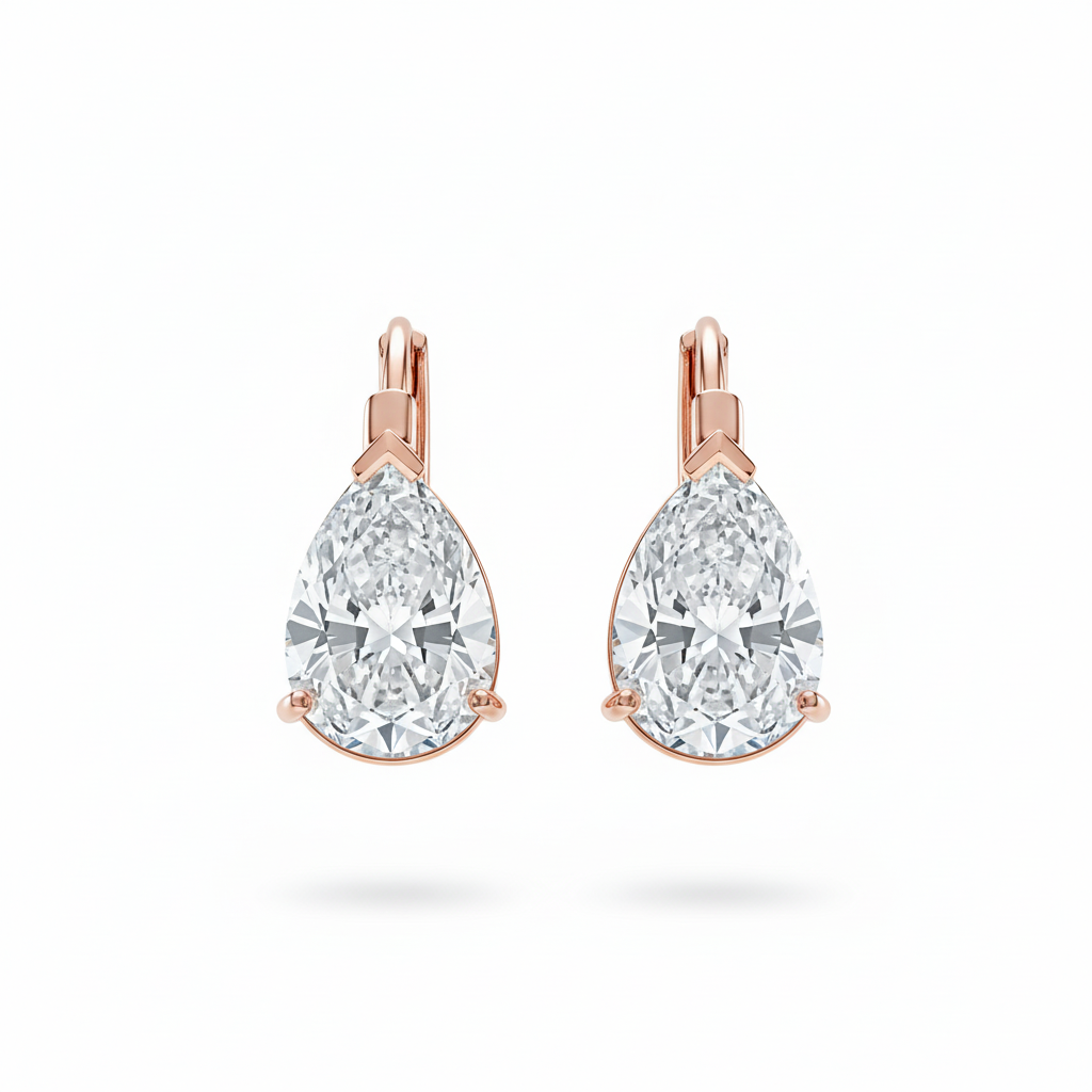 Solitaire Pear Diamond Drop Earrings