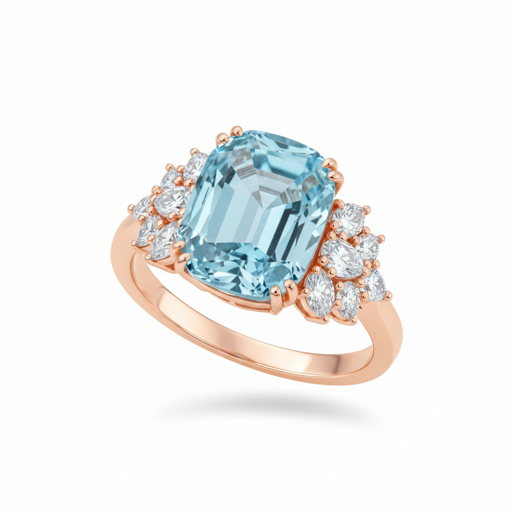 Celeste Aquamarine Halo Ring